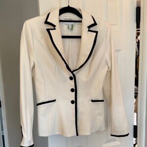 White House Black Market Ivory Blazer with Black Accents